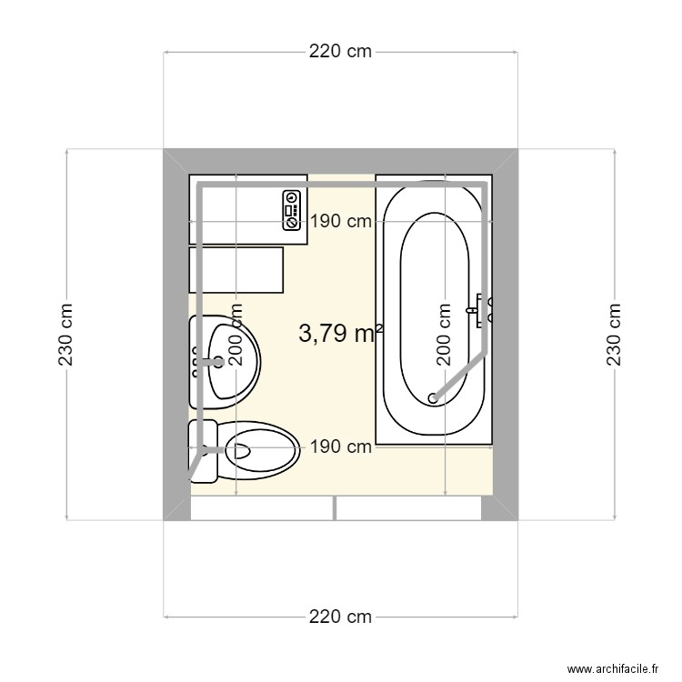 UAA schéma d'implantation baignoire evacuation. Plan de 0 pièce et 0 m2