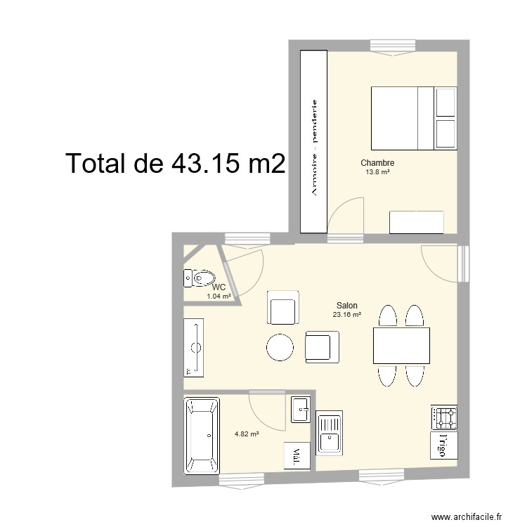 appartement gauche troisieme idée. Plan de 0 pièce et 0 m2