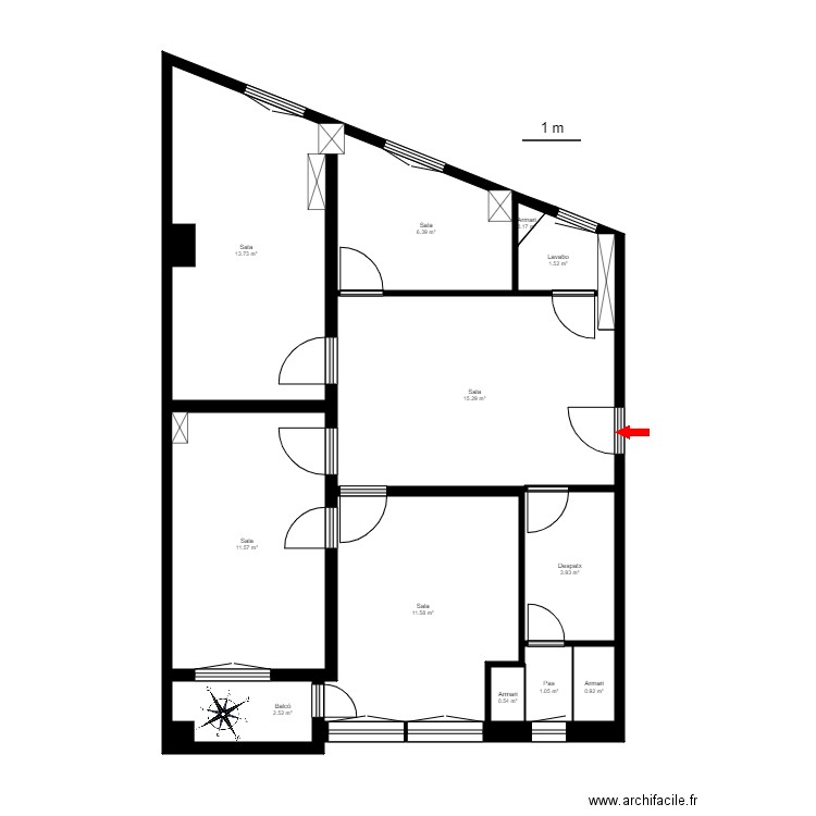 AVINGUDA PRÍNCEP BENLLOCH Nº 4, ESC. C, 1-1. ENCAMP. Plan de 13 pièces et 70 m2