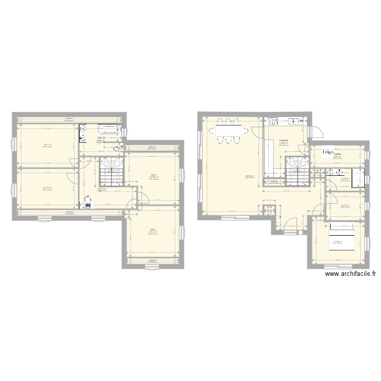 668 v1. Plan de 20 pièces et 163 m2