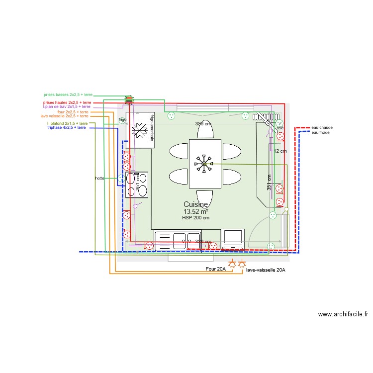 Cuisine Electricité v3 18 Mars. Plan de 0 pièce et 0 m2