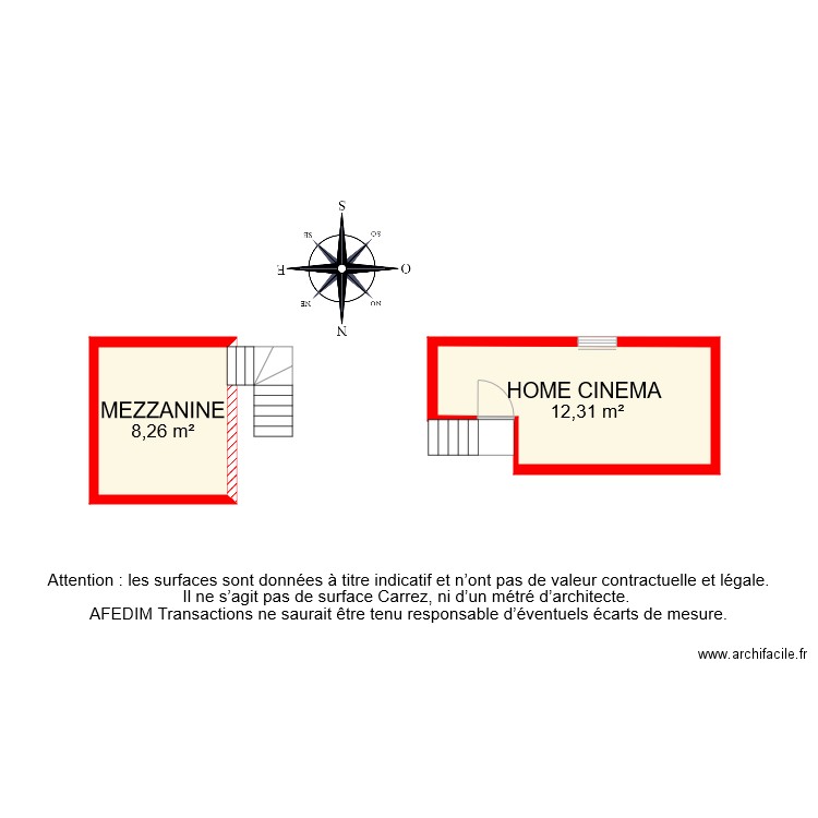 BI 7030 ETAGE 2. Plan de 2 pièces et 21 m2