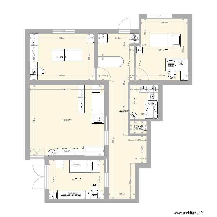 cannes casimir. Plan de 6 pièces et 77 m2