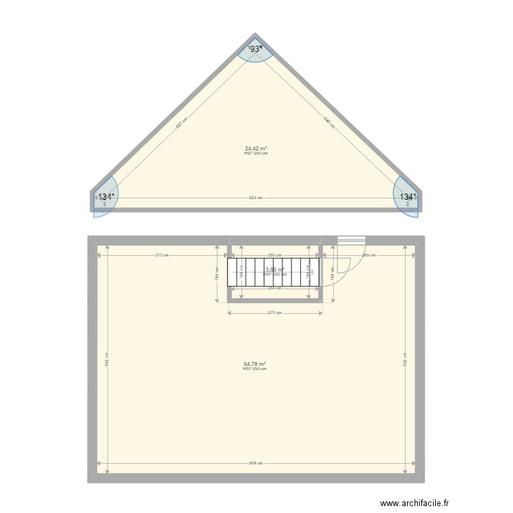 SALAUN. Plan de 3 pièces et 83 m2