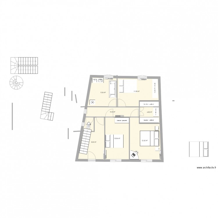 Maison 2 escalier central. Plan de 0 pièce et 0 m2