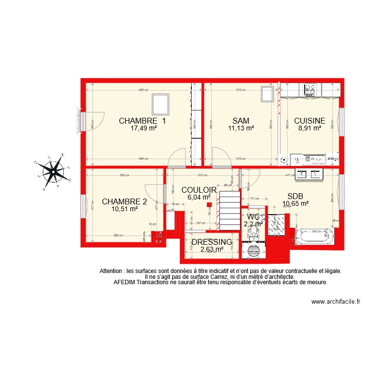 BI 7944 Etage 4 NIVEAU 1 PASCAL. Plan de 16 pièces et 72 m2