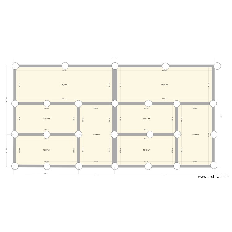 soubassement. Plan de 13 pièces et 180 m2