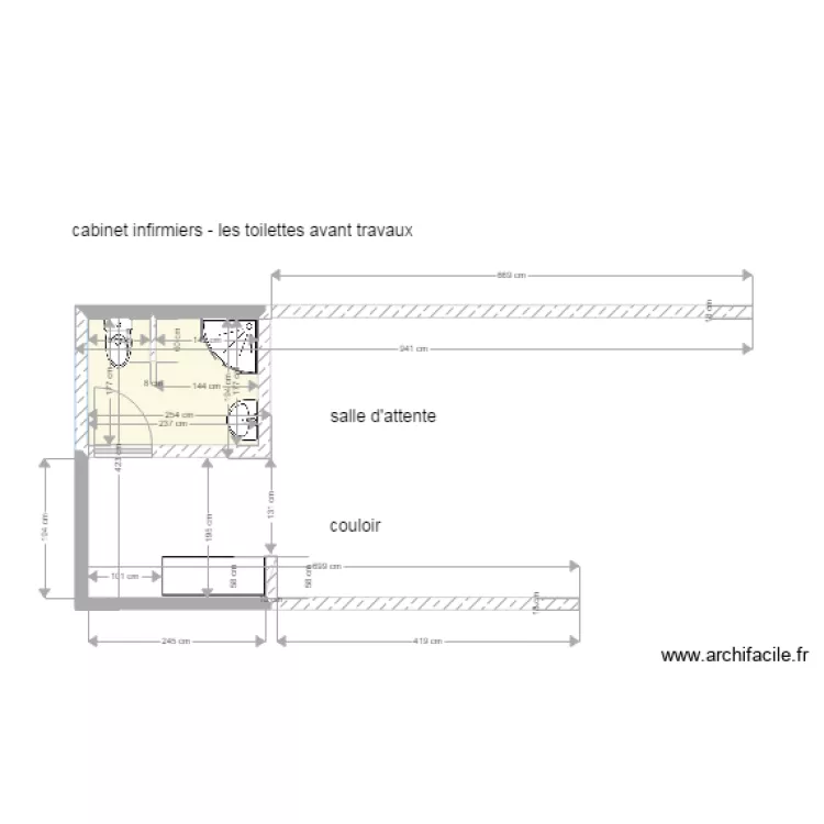 etoile cabinet infirmiers toilettes avant travaux. Plan de 