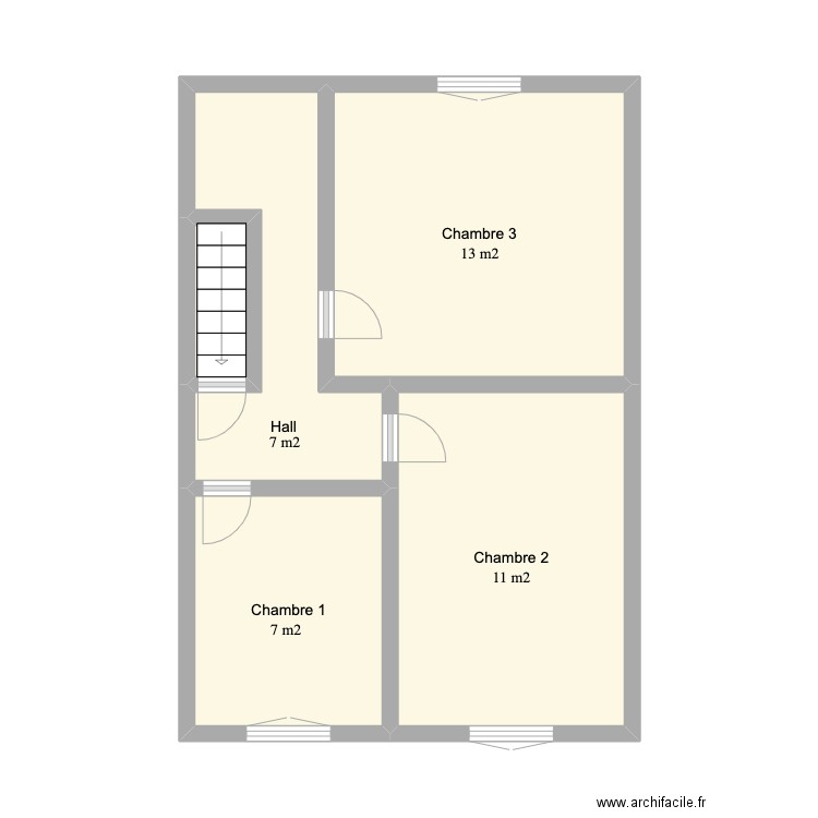 1er étage Perbais. Plan de 5 pièces et 35 m2