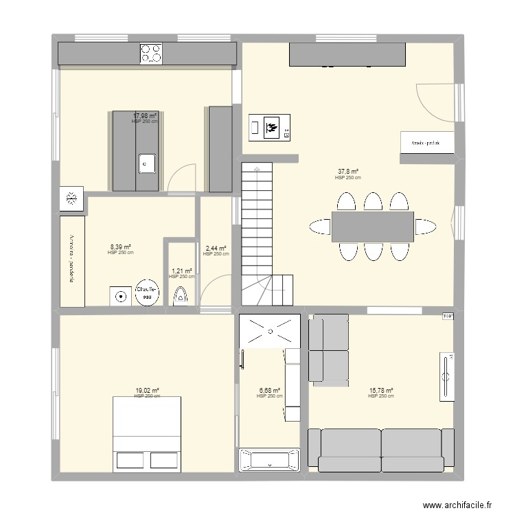 maison2. Plan de 8 pièces et 109 m2