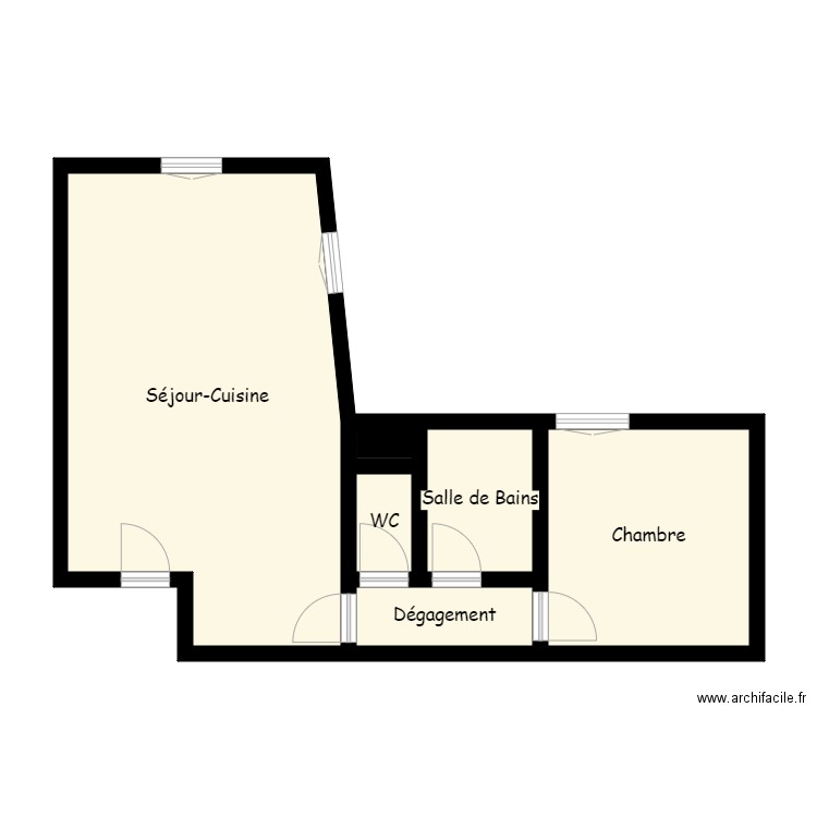 E210779. Plan de 6 pièces et 53 m2