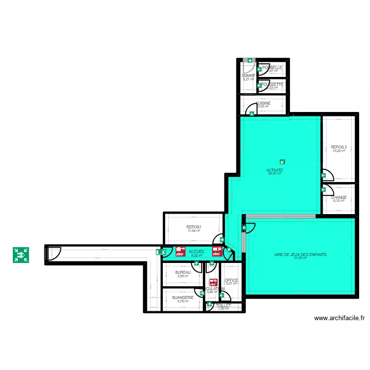 93 Aubervilliers Motte Projet JORDAN evacuation jr. Plan de 