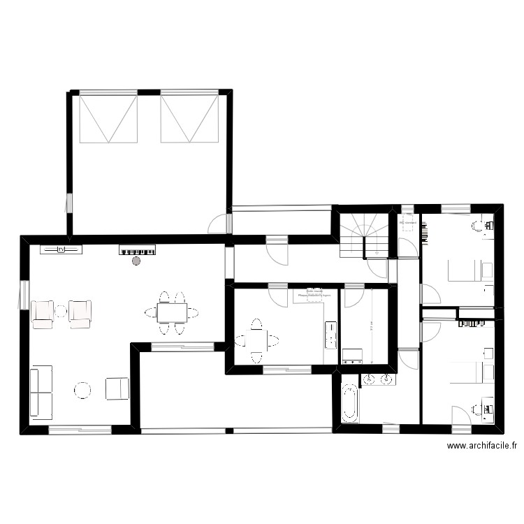 sauvegarde2. Plan de 14 pièces et 148 m2