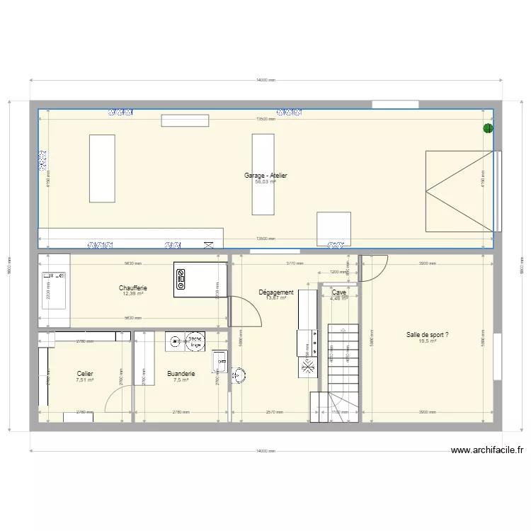 Maison sous sol. Plan de 