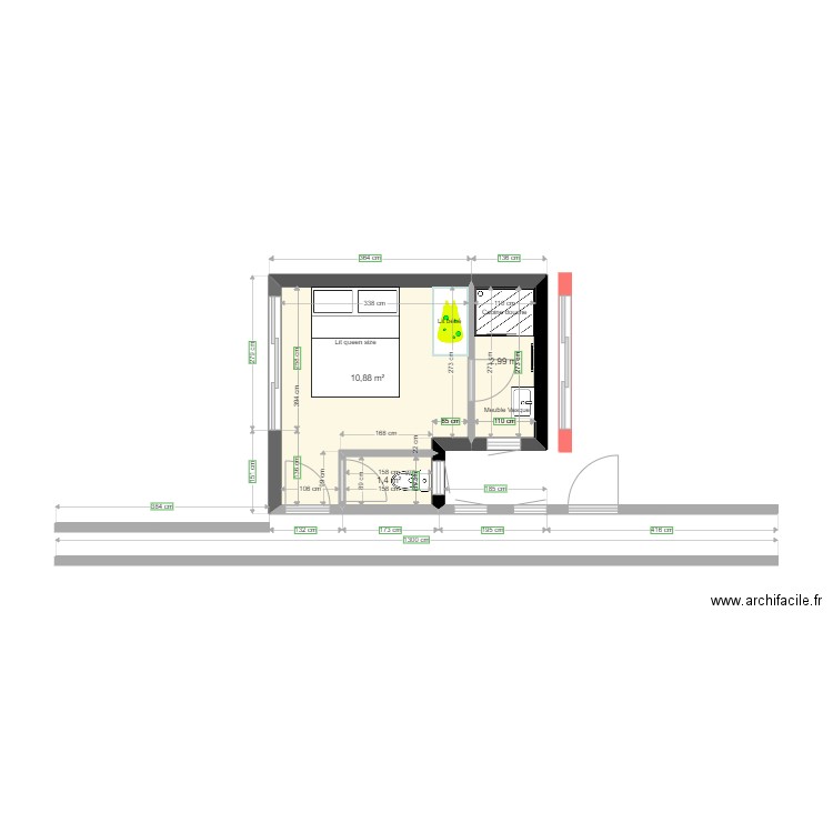 New Favone Strict  chambres 4,2x5. Plan de 3 pièces et 15 m2