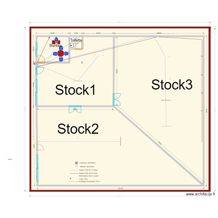 hangar plan electrique2. Plan de 6 pièces et 929 m2