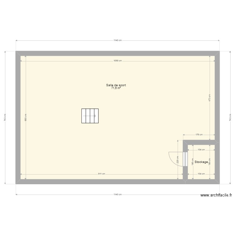 Rochetaillée - salle de sport 2. Plan de 2 pièces et 75 m2