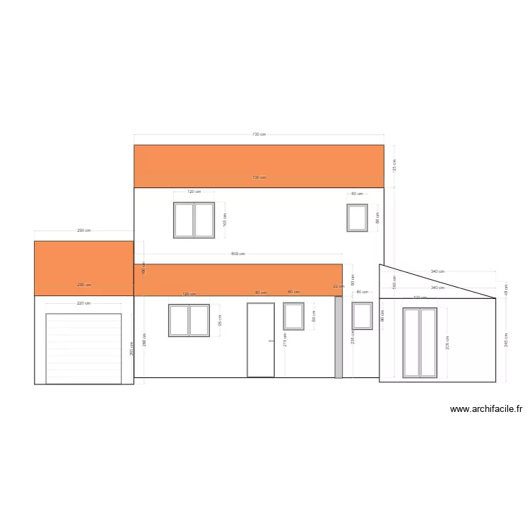 Facade Nord Projet. Plan de 