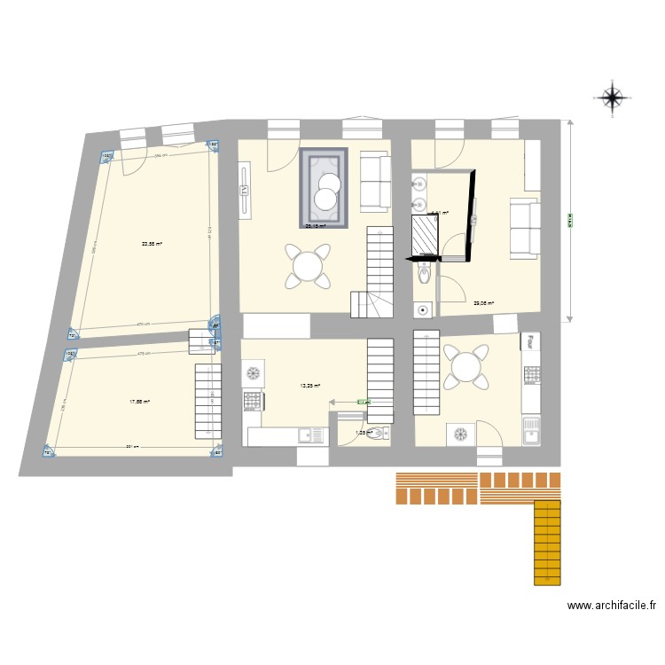 Vihiers. Plan de 7 pièces et 114 m2