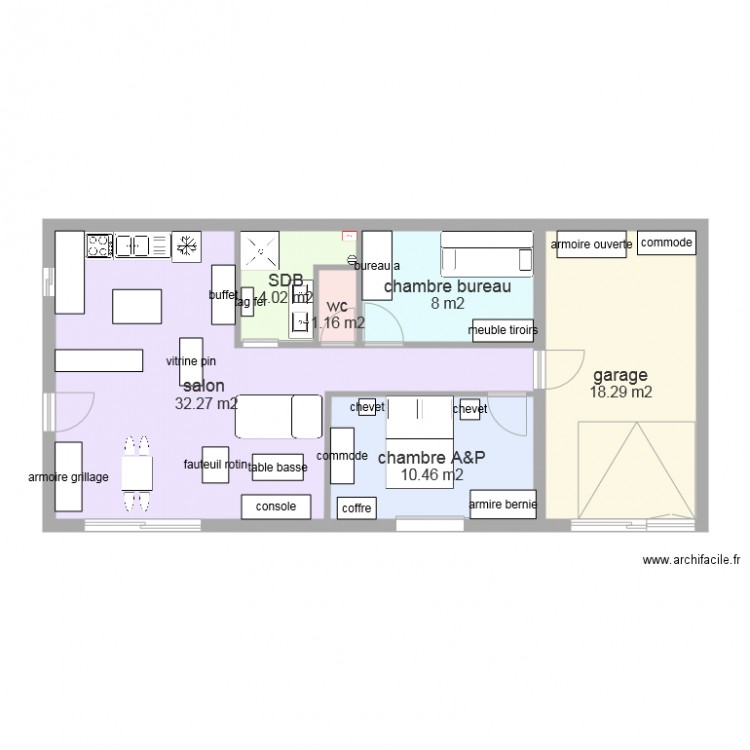 maison 65m2. Plan de 0 pièce et 0 m2