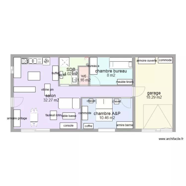 maison 65m2. Plan de 