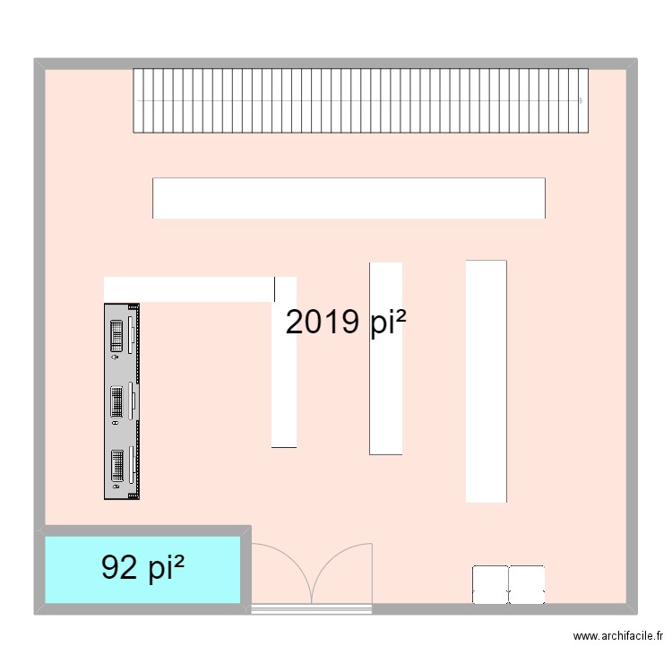 1er etage. Plan de 2 pièces et 196 m2