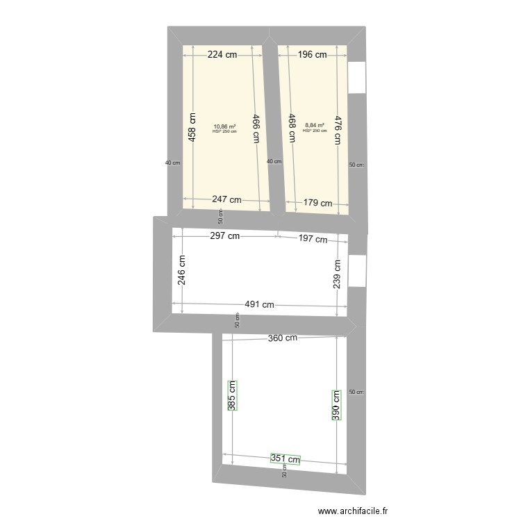 La Laurende plan dalle hourdis. Plan de 3 pièces et 32 m2