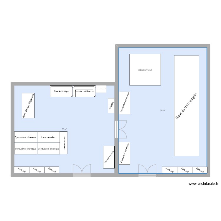 Lab H2. Plan de 2 pièces et 126 m2