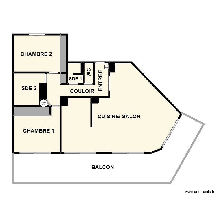 LABRUYERE. Plan de 15 pièces et 79 m2