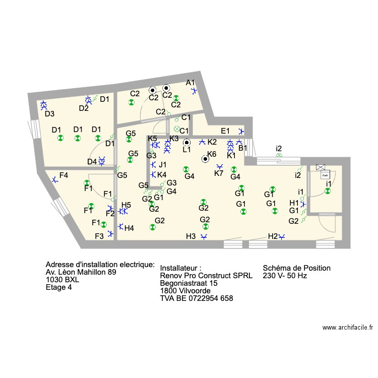 Mahillon etage 4. Plan de 5 pièces et 33 m2