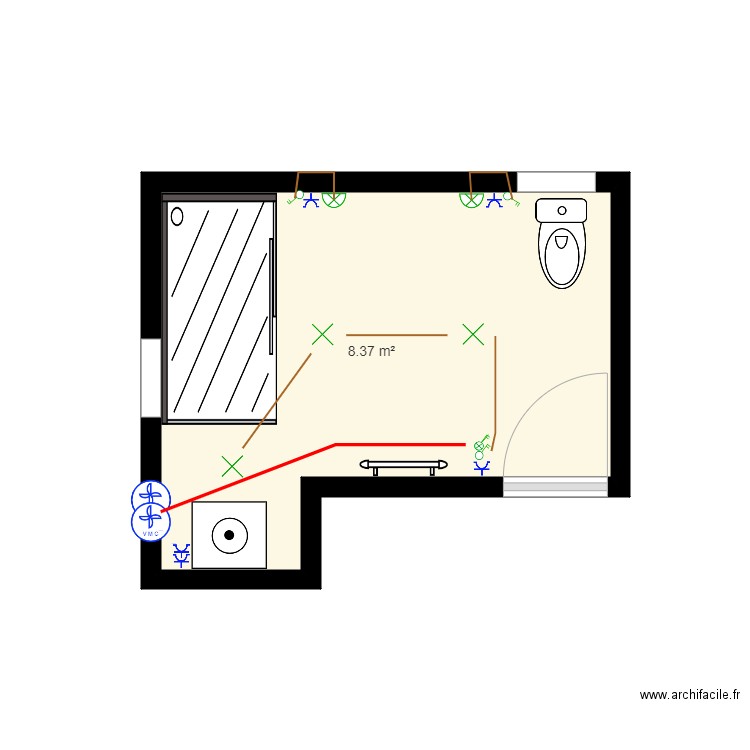 Sdb Millington schéma de position. Plan de 0 pièce et 0 m2