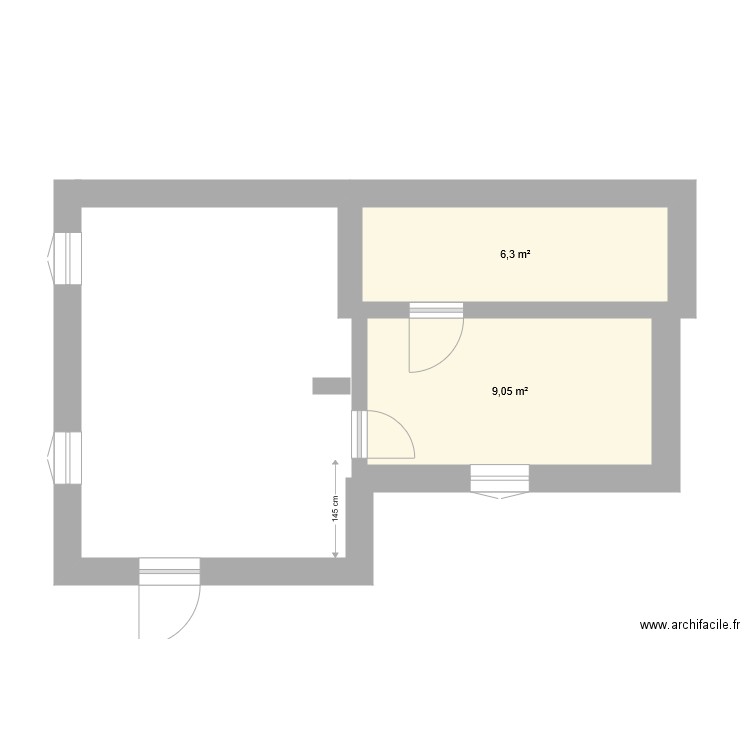 rrr. Plan de 2 pièces et 15 m2