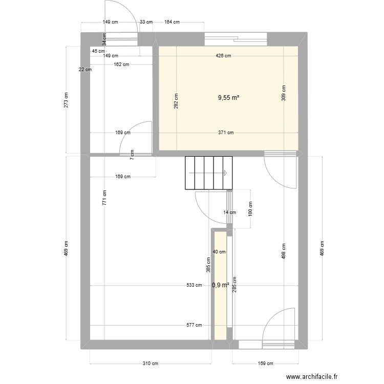 Elgazi existant. Plan de 2 pièces et 10 m2