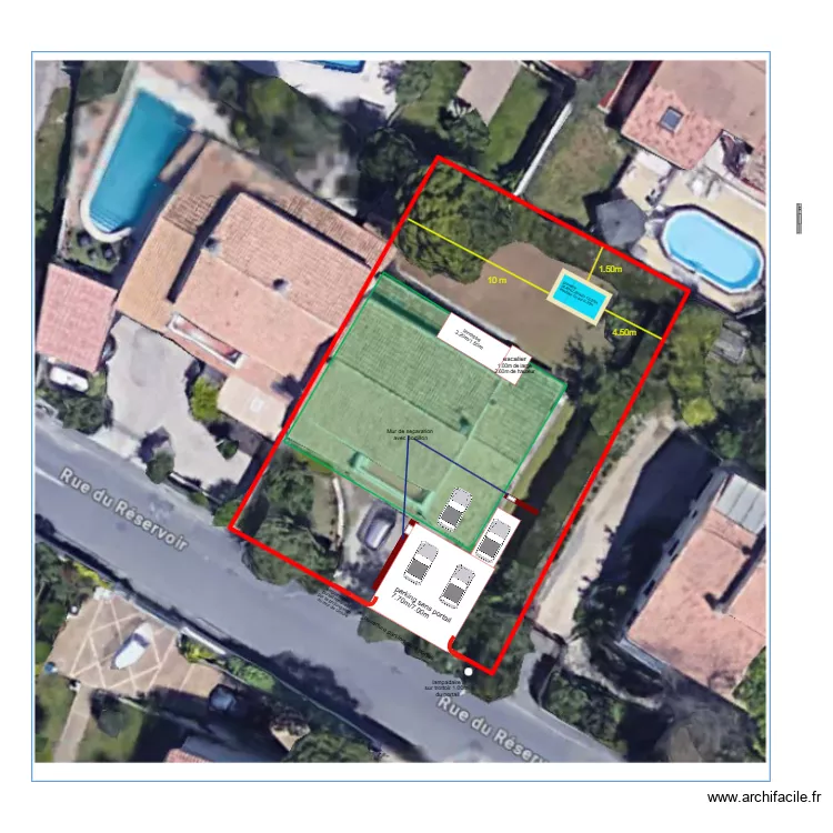 plan a&eacute;rien parking sans portail. Plan de 