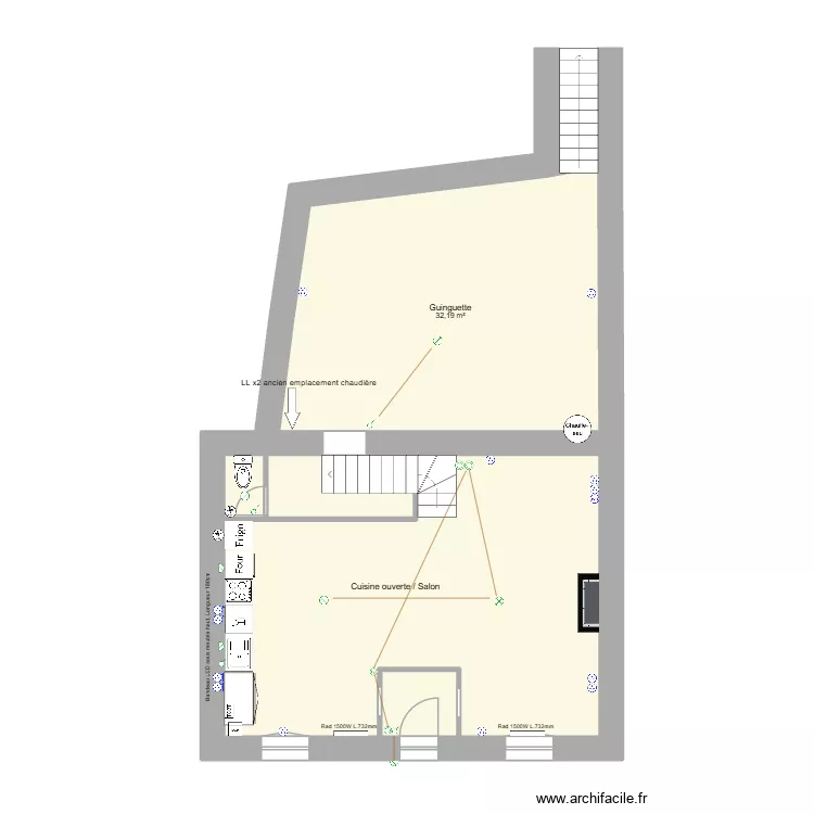 Aub&eacute;pin Rdc. Plan de 4  et 77 m²