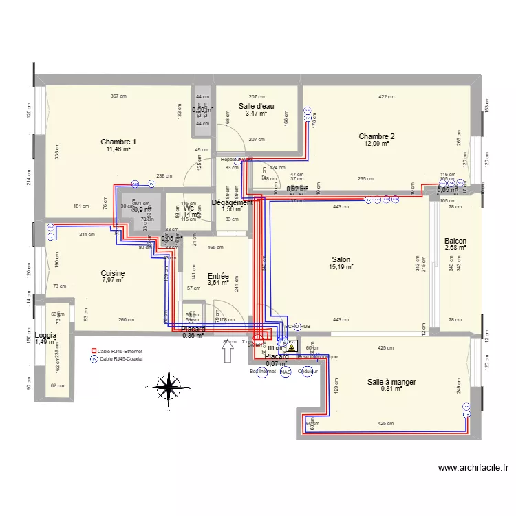 Appartement T4-c&ocirc;tes. Plan de 