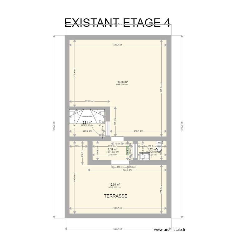  EXISTANT ETAGE 4. Plan de 5 pièces et 48 m2