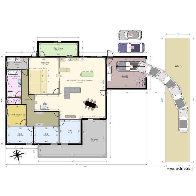 maison 5. Plan de 14 pièces et 385 m2