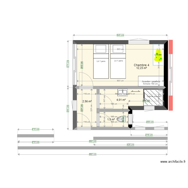 New Favone 1 chambres 5,45x5. Plan de 0 pièce et 0 m2