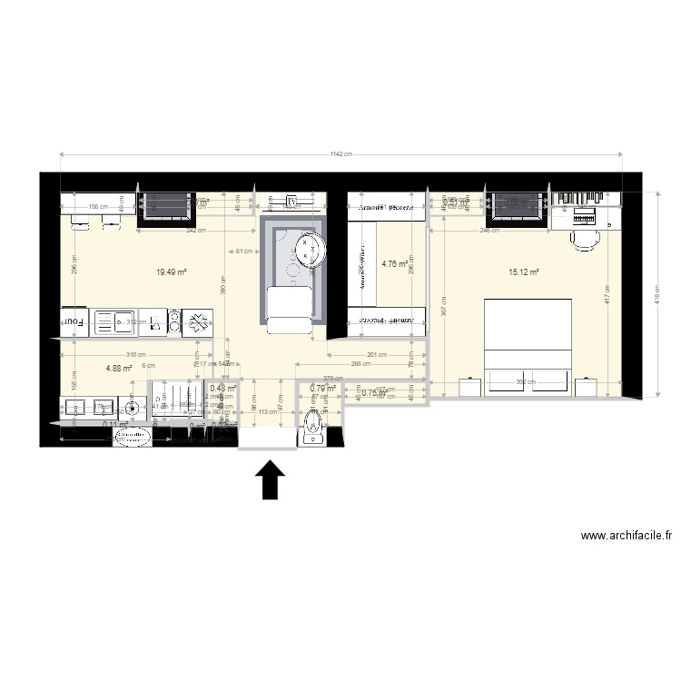 48 Molière projet. Plan de 13 pièces et 49 m2