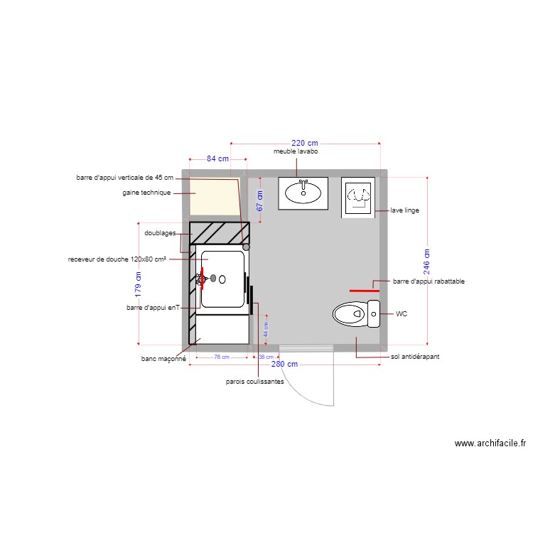 plan projeté dossier 5405. Plan de 2 pièces et 7 m2