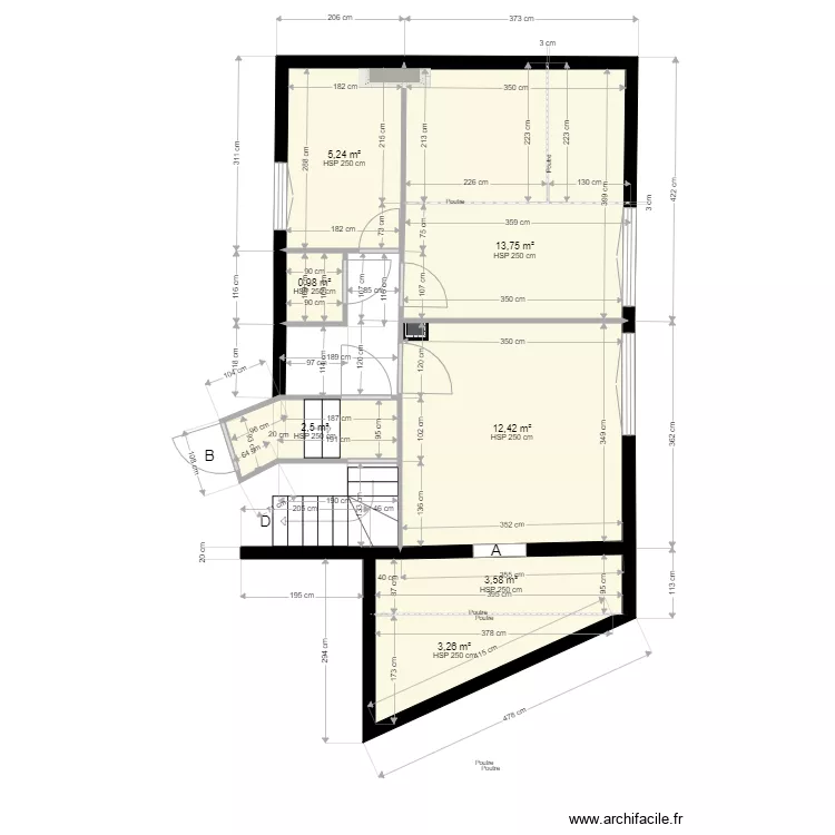 ITTEVILLE  Etage Boulangerie. Plan de 