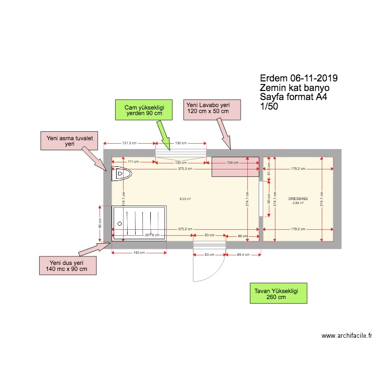 Erdem Zemin kat Banyo 06 11 2019. Plan de 0 pièce et 0 m2