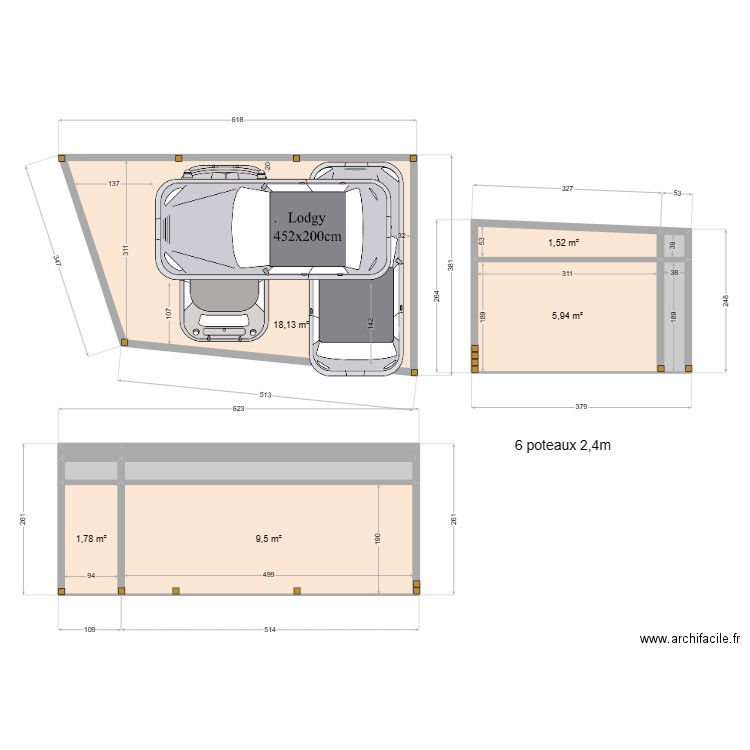 carport 01. Plan de 11 pièces et 40 m2