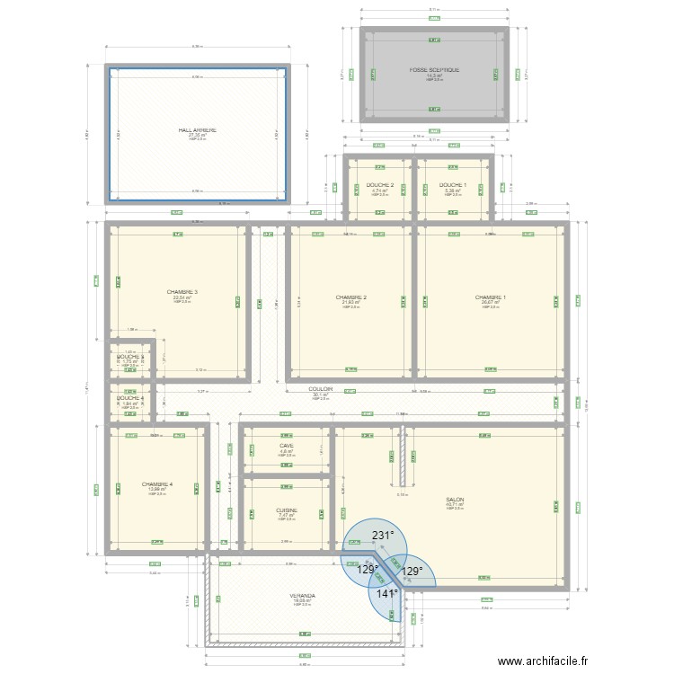 PLAN D'ELEVATION A REALISER 1. Plan de 15 pièces et 243 m2