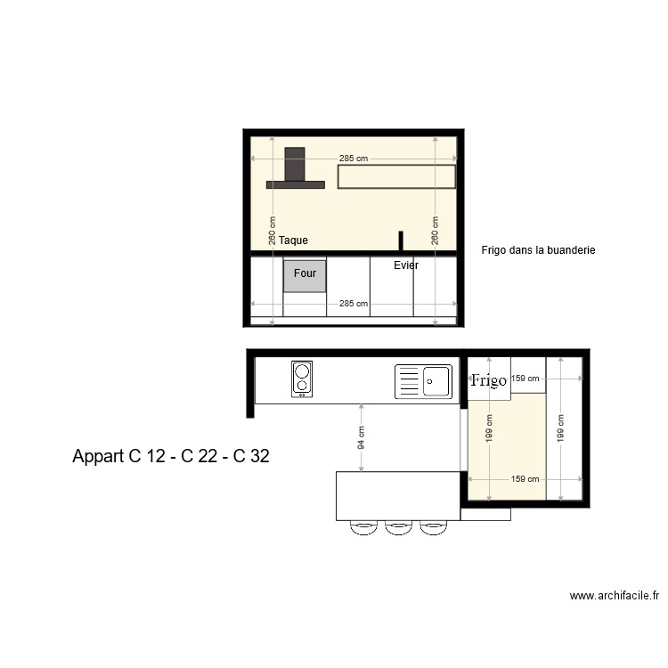 Clos105 cuisine C 12  C 22  C 32. Plan de 0 pièce et 0 m2