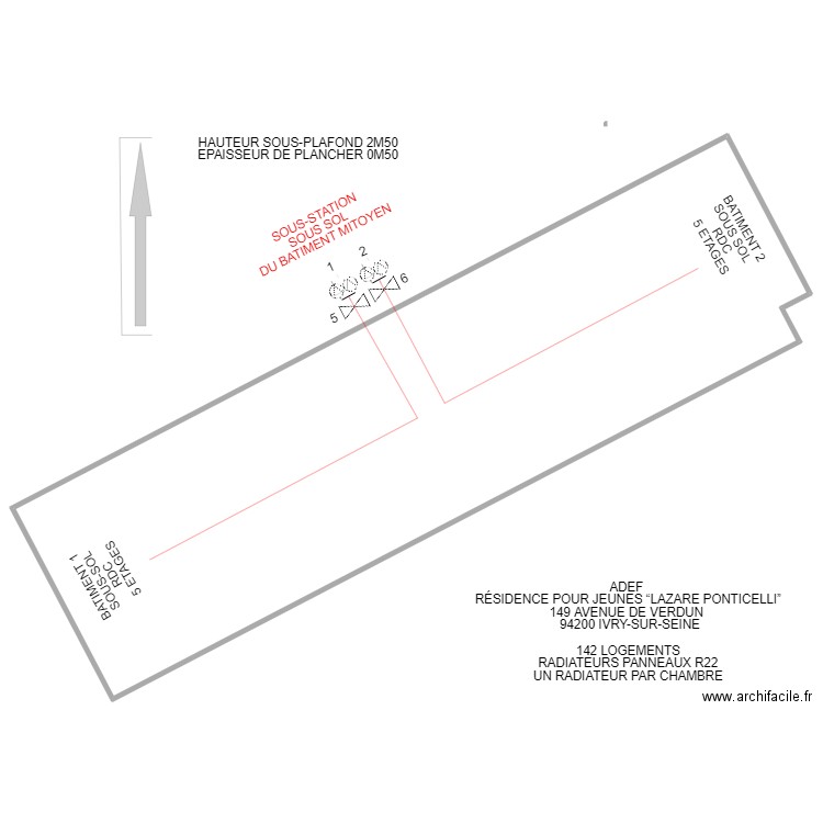 ADEF IVRY SUR SEINE. Plan de 1 pièce et 1056 m2