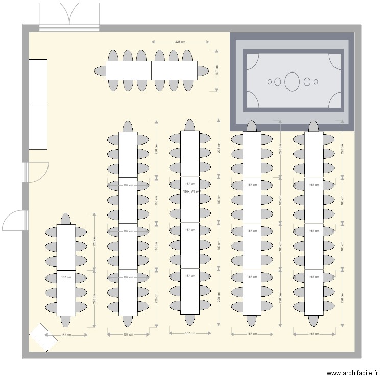 Plan salle Martelet revisité. Plan de 1 pièce et 166 m2