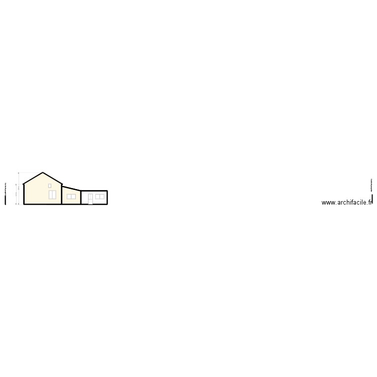 plan façade coté après travaux face latérale. Plan de 0 pièce et 0 m2