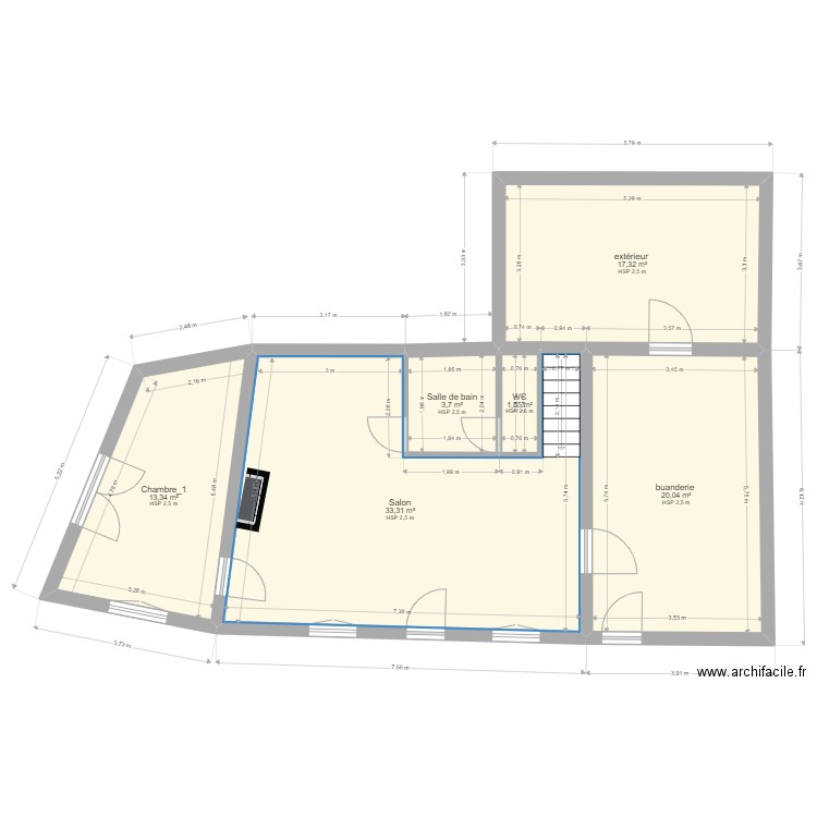 Projet Maison 2 lots_LE GOURAY 22330 Brut-v2. Plan de 16 pièces et 220 m2